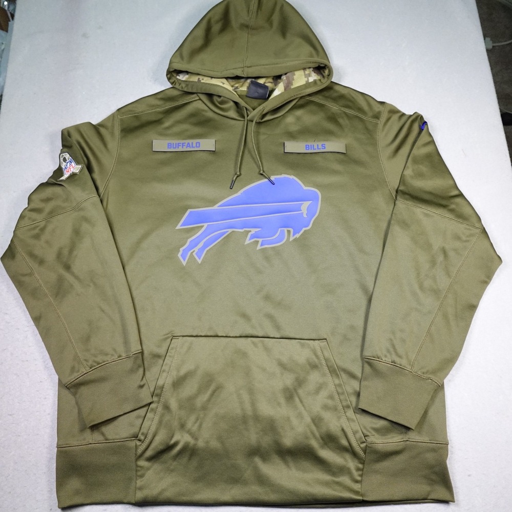Nike Buffalo Bills Sweatshirt Men XXL Olive Salute to Service Team Issued Hoodie